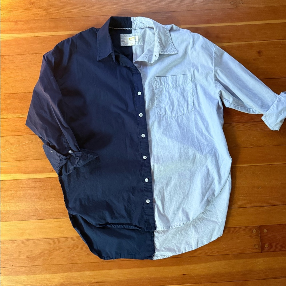 Maeve Two-Tone Button-Up Shirt